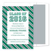 Noteworthy Collections - Graduation Invitations (Repp Tie � Green & Silver) (ID-212-C13)