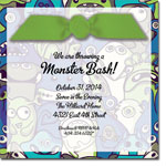 Noteworthy Collections - Halloween Inviations (Monster Bash Square with Ribbon) (V-1601)