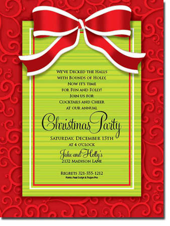 Paper So Pretty - Invitations (Red and White Bow on Swirls)