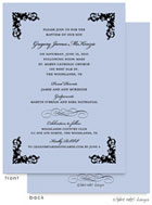 Take Note Designs Baptism Invitations - Four Corner Scroll Blue