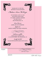 Take Note Designs Baptism Invitations - Four Corner Scroll Pink