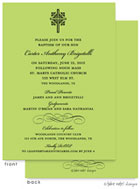 Take Note Designs Baptism Invitations - Ornate Cross Scroll Green