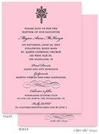 Take Note Designs Baptism Invitations - Ornate Cross Scroll Pink