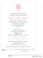 Take Note Designs Baptism Invitations - Ornate Cross Scroll Accent Pink