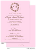 Take Note Designs Baptism Invitations - Vine Monogram Center Pink