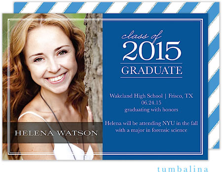 Tumbalina Graduation Invitations/Announcements - Graduate Classic (Blue - Photo) (Grad Sale 2022)