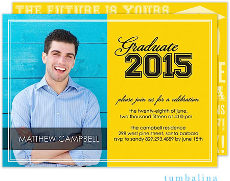 Tumbalina Graduation Invitations/Announcements - Grad Varsity (Yellow - Photo) (Grad Sale 2022)