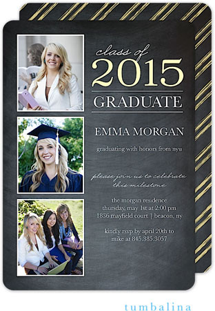 Tumbalina Invitations - Grad Class Memories (Chalkboard Yellow) (E33G1944E1)