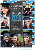 Tumbalina Graduation Invitations/Announcements - Grad Banner Collage (Chalkboard Blue - Photo) (Grad