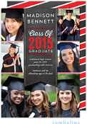 Tumbalina Graduation Invitations/Announcements - Grad Banner Collage (Chalkboard Red - Photo) (Grad
