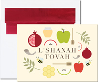 Jewish New Year Cards by Birchcraft Studios - Collage of Symbols