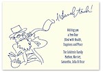 Checkerboard Jewish New Year Cards - Festive Shofar (HNY-KEV-N)