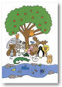 Just Mishpucha Jewish New Year Cards - Animals Under Tree