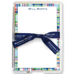 Boatman Geller Memo Sheets with Acrylic Holders - Madras Patch Blue