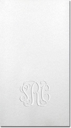 Blind-Embossed Linen-Like Guest Towels by Three Bees (Classy Script Monogram)