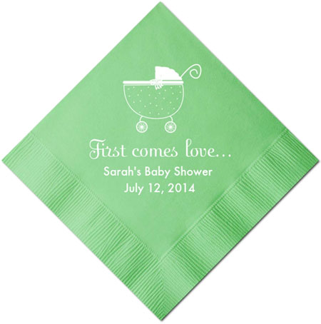 Personalized Napkins - First Comes Love Baby Shower