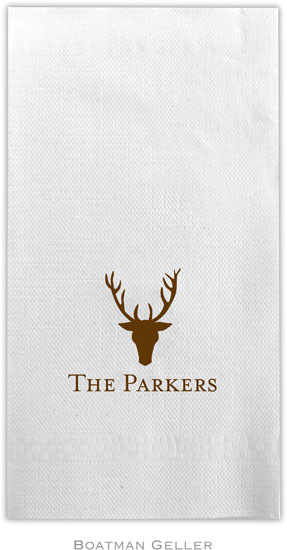 Boatman Geller - Linen-Like Personalized Guest Towels (Stag Antlers)