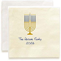 Hanukkah Menorah Personalized 3-Ply Napkins by Embossed Graphics