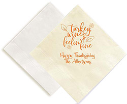 Turkey Wine Feelin Fine Personalized 3-Ply Napkins by Embossed Graphics