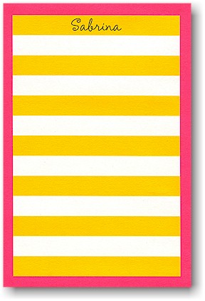 Boatman Geller Notepads - Rugby Stripeyellow/Pink Border