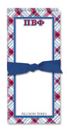 Noteworthy Collections - Sorority Menu Pads (Pi Beta Phi - Plaid)