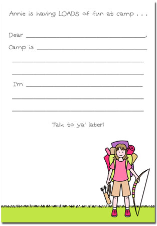 Stacy Claire Boyd Stationery - Gone Campin - Girl (Padded Stationery)