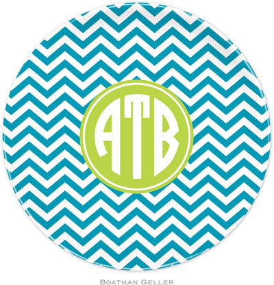 Boatman Geller - Custom Personalized Melamine Plates (Chevron Turquoise Preset) (579+P24+si04+A12)