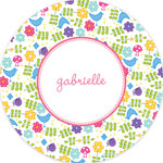 Boatman Geller - Personalized Plates (Folk Flowers Pink) (18955)