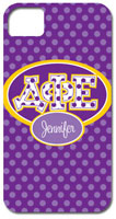Hard Phone Cases - Delta Phi Epsilon - Applique Letters on Dots (GOTGK-DFE-01)