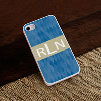 Personalized iPhone Case (Blue Diamonds with White Trim) (GC973)