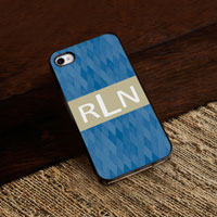 Personalized iPhone Case (Blue Diamonds with Black Trim) (GC974)