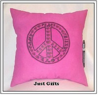 Just Gifts by Robin - Autograph Camp Pillows (Peace-Friends-Love-Camp) (Pink)