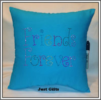 Just Gifts by Robin - Autograph Pillows (Friends Forever Rhinestones on Turquoise) (TR14T)