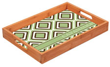 Preppy Plates - Personalized Bamboo Trays (Green Diamonds)