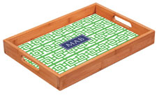 Preppy Plates - Personalized Bamboo Trays (Fretwork Green and Navy)