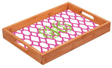 Preppy Plates - Personalized Bamboo Trays (Trellis Pink)
