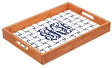 Preppy Plates - Personalized Bamboo Trays (Basketweave Interlocking Monogram)