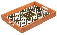 Preppy Plates - Personalized Bamboo Trays (Santorini Chocolate Single Initial and Name)