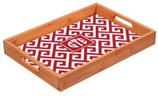 Preppy Plates - Personalized Bamboo Trays (Santorini Red Circle Monogram)