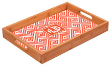 Preppy Plates - Personalized Bamboo Trays (Santorini Orange Circle Monogram)