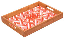 Preppy Plates - Personalized Bamboo Trays (Santorini Orange Single Initial and Name)