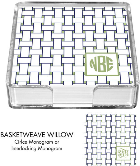 Preppy Plates - Personalized Coasters (Basketweave Willow)
