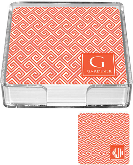 Preppy Plates - Personalized Coasters (Santorini Orange)