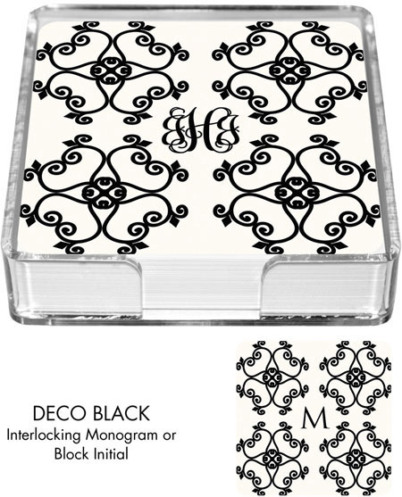Preppy Plates - Personalized Coasters (Deco Black)