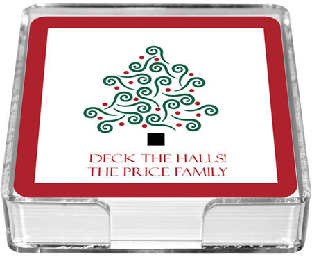 Preppy Plates - Personalized Coasters (Christmas Tree)