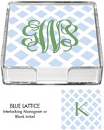 Preppy Plates - Personalized Coasters (Blue Lattice)