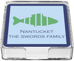 Preppy Plates - Personalized Coasters (Green Fish)