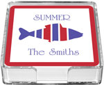 Preppy Plates - Personalized Coasters (Red White Blue Fish)