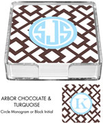 Preppy Plates - Personalized Coasters (Arbor Chocolate & Turquoise)