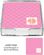 Preppy Plates - Personalized Coasters (Avery Pink)